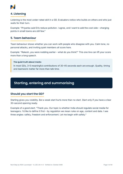 Group discussion topic card with facts